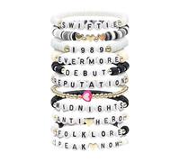 XFSRG Bracelets Perles Heishi Empilables Bracelet Élastique Lettres Personnalisables Bijoux Fantaisie Femme Ado Fille Accessoires Mode Cadeau Anniversaire Amitié Bracelet Bohème (F)