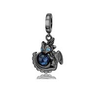 XFSRG Breloque Charm pour Bracelets Colliers Halloween Pendentif DIY Perlé Dragon D’Éclipse Nocturne en Cuivre avec Perle de Verre Bleue Lumineuse Idéal pour Bijoux et Porte Clés
