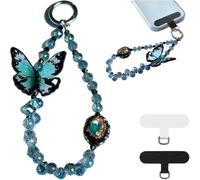 XFSRG Breloques Butterfly Mignonnes pour Téléphone Portable Attache Cordon Téléphone Portable Chaîne Bijoux de Telephone pour Sac Porte-clés Appareil Photo Portefeuille (Bleu)