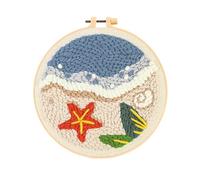 XFSRG Broderie Kit Punch Needle Embroidery Canevas Kit Complet Adulte Démarrage De Broderie Travaux Manuels DIY Adult Handicrafts Activite Manuelle Point De Croix (Plage Ete)