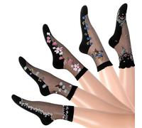 XFSRG Calzini Donna Corti Mode Polyester Chaussettes Mi-Mollets Élégantes Pour Toutes Occasions (FR/ES, Alpha JASPO, Taille libre, Taille unique, Noir)