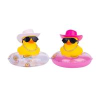 XFSRG Canard en Plastique avec Chapeau Et Lunettes De Soleil Jouet De Bain pour Enfants Canard Vibrant Éducatif Amusant Et Coloré Idéal pour Le Bain Et La Piscine (Bouée Canard A)