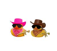 XFSRG Canard en Plastique Cowboy avec Chapeau et Lunettes de Soleil Jouet de Bain Amusant pour Enfants et Adultes Décoration Unique pour la Salle de Bain (Marron + Rose)