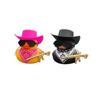 XFSRG Canard en Plastique Cowboy avec Chapeau et Lunettes de Soleil Jouet de Bain Amusant pour Enfants et Adultes Décoration Unique pour la Salle de Bain (Rose + Noir)