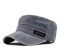 XFSRG Casquette Militaire Unisexe Vintage - Casquette Plate Délavée Ajustable en Coton Protection Solaire Idéale pour Sports et Activités Extérieures Homme et Femme (Gris)
