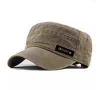 XFSRG Casquette Militaire Unisexe Vintage - Casquette Plate Délavée Ajustable en Coton Protection Solaire Idéale pour Sports et Activités Extérieures Homme et Femme (Kaki)