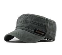 XFSRG Casquette Militaire Unisexe Vintage - Casquette Plate Délavée Ajustable en Coton Protection Solaire Idéale pour Sports et Activités Extérieures Homme et Femme (Vert)