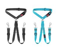 XFSRG Ceinture Chien Voiture Ceinture de Sécurité pour Chien avec Longueur Réglable 2 en 1 avec Absorption des Chocs et Mousqueton pour Tous Les Chiens et Chats (Noir + Bleu)