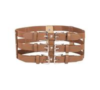 XFSRG Ceinture Corset Femme Rivets Découpés Large en Cuir Élastique Rétro avec Boucle Métal Ceintures de Taille pour Robes Manteaux Pardessus FêTe Jupe Tenue Quotidienne（Brun）