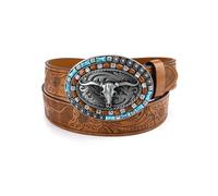 XFSRG Ceinture Femme Cowboy en Cuir avec Boucle Décorative Tête de Taureau Accessoire Mode pour Robe et Jean