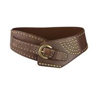 XFSRG Ceinture Femme Large en Cuir avec Rivets Dorés Ceinture Tendance et Élégante pour Toutes Occasions
