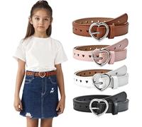 XFSRG Ceinture fille boucle cœur perforée ajustable accessoires mode enfant lot 4 ceintures décoratives pratiques pour jeans quotidien tendance