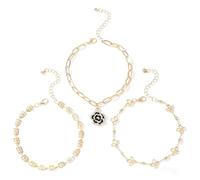 XFSRG Chaîne Cheville Femme Bracelet Cheville Cœur Oiseau Flèche Figaro Bijoux Ajustable Élégant Ensemble Accessoire Été