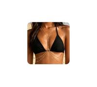 XFSRG Chaine de Corps Femme pour Bikini et Plage Bijoux Ventre Harnais Corps Chaine Poitrine Accessoire Mode Femme pour Été Festival Vacances Bord de Mer (Or)