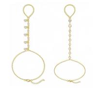 XFSRG Chaine de Main Acier Inoxydable Femme Bracelet Bague Élégant avec Cristaux Bijoux de Mode pour Toutes Occasions