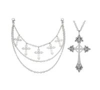 XFSRG Chaine de Pantalon en Argent pour Homme et Femme Bijoux de Corps Gothique avec Croix Accessoire de Mode Punk Rock Chaîne Portefeuille Vintage pour Jeans et Ceinture (Argent A)