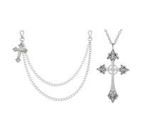 XFSRG Chaine de Pantalon en Argent pour Homme et Femme Bijoux de Corps Gothique avec Croix Accessoire de Mode Punk Rock Chaîne Portefeuille Vintage pour Jeans et Ceinture (Argent B)