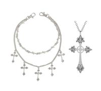 XFSRG Chaine de Pantalon en Argent pour Homme et Femme Bijoux de Corps Gothique avec Croix Accessoire de Mode Punk Rock Chaîne Portefeuille Vintage pour Jeans et Ceinture (Argent D)