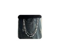 XFSRG Chaîne de Pantalon en Perles et Strass Éclatants Bijoux de Corps Élégant pour Hommes et Femmes Accessoire de Mode Tendance (Argent B)