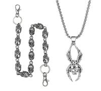 XFSRG Chaîne de Pantalon Gothique Crâne Métallique Accessoire Bijoux Fantaisie Chaîne de Corps Punk pour Hommes et Femmes Style Rock et Urbain (Argent 2)