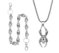 XFSRG Chaîne de Pantalon Gothique Crâne Métallique Accessoire Bijoux Fantaisie Chaîne de Corps Punk pour Hommes et Femmes Style Rock et Urbain (Argent 1)