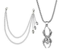 XFSRG Chaîne de Pantalon Gothique Crâne Métallique Accessoire Bijoux Fantaisie Chaîne de Corps Punk pour Hommes et Femmes Style Rock et Urbain (Argent 4)