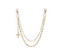 XFSRG Chaîne de Pantalon Perles Élégantes Bijoux pour Jeans Femme Accessoire Taille Chic Chaîne de Hanche Tendance Bijoux de Rue Féminins (or 01728)