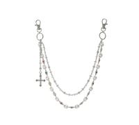 XFSRG Chaîne de Pantalon Perles Élégantes Bijoux pour Jeans Femme Accessoire Taille Chic Chaîne de Hanche Tendance Bijoux de Rue Féminins (blanc K 01728)