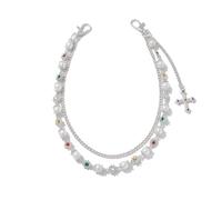 XFSRG Chaine Pantalon Double Couche Chaîne de Jeans Punk pour Hommes et Femmes Chaîne Portefeuille avec Perles et Strass Accessoire de Mode (Argent)