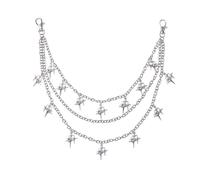 XFSRG Chaine Pantalon Femme Homme À Trois Niveaux Chaînes de Pantalon Pendentif Étoile Scintillant Ceintures Chaine Corps Style Punk pour un Usage Quotidien Fêtes Festivals de Musique