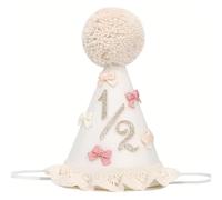 XFSRG Chapeau Anniversaire 1/2 pour Bébé Garçon et Filles Chapeau D’Anniversaire Conique De Mignonne avec un Pompon pour les Fêtes de 6 Mois les Accessoires Photo à Mi-chemin