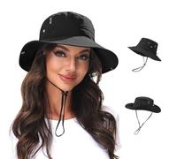 XFSRG Chapeaux de Soleil pour Femmes et Hommes Pliable Anti UV Outdoor Summer Chapeau Étanche Casquette de Voyage Ete Randonnée pour Plage Piscine Camping Voyages(Noir)