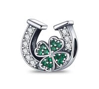 XFSRG Charm Fer à Cheval Trèfle Breloque Fer Cheval Breloque Trèfle à Quatre Feuilles Pendentif Perle pour Bracelet Collier Bijou Porte Bonheur Femme Fille (Style1)