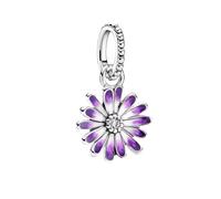 XFSRG Charms Acier Inoxydable Fleur Colorée Breloques et Perles Élégantes pour Bracelet ou Collier Femme Accessoire Mode pour Toutes Occasions (Violet)