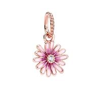 XFSRG Charms Acier Inoxydable Fleur Colorée Breloques et Perles Élégantes pour Bracelet ou Collier Femme Accessoire Mode pour Toutes Occasions (Rose)