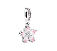 XFSRG Charms Fleur en Émail pour Bracelet Charms et Breloques Femme Bijoux Fantaisie Élégants en Acier Inoxydable Cadeau Romantique pour Toutes Occasions (Rose)