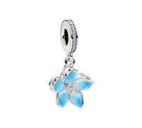 XFSRG Charms Fleur en Émail pour Bracelet Charms et Breloques Femme Bijoux Fantaisie Élégants en Acier Inoxydable Cadeau Romantique pour Toutes Occasions (Bleu)