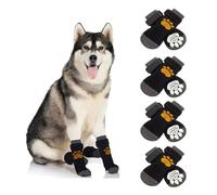 XFSRG Chaussette Chien 8 Pcs Chaussettes Antidérapantes Protection des Pattes avec Sangles Réglables pour Intérieur sur Bois de Feuillus Usure (Jaune M)