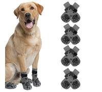 XFSRG Chaussette Chien 8 Pcs Chaussettes Antidérapantes Protection des Pattes avec Sangles Réglables pour Intérieur sur Bois de Feuillus Usure (Gris M)