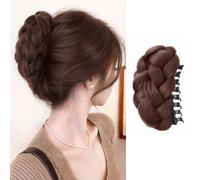 XFSRG Cheveux Postiche Chignon Synthétique Perruque Tressage Pince Cheveux Postiche Chignon Faux Naturels Extensions à Clips Chignon（Marron foncé）