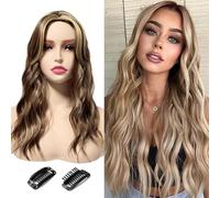 XFSRG Cheveux Synthétiques Topper Wiglet Hair Enhancer avec Frange Droite 2 Clips dans Extensions De Cheveux Raides Fermeture De Cheveux Pièce Postiches(Marron clair)