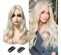XFSRG Cheveux Synthétiques Topper Wiglet Hair Enhancer avec Frange Droite 2 Clips dans Extensions De Cheveux Raides Fermeture De Cheveux Pièce Postiches（Doré）