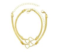 XFSRG Cheville avec Double Cœur Bracelets Coeur Cheville Réglables avec Bracelet Donna Accessoires de Pied D'été Femmes Bijoux pour Plage (Or)