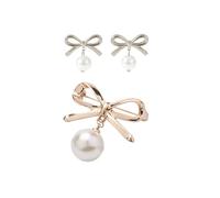 XFSRG Clip Boucles Doreille Et Broche Pour Femmes Sans Percage Avec Perles Comme Bijoux Hypoallergéniques Pince Oreille Et Accessoire Broche