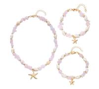 XFSRG Collier, bracelet, bracelet de cheville en Coquillages Ensemble Femme de Style Bohémien Parure idéale pour la plage en été