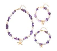 XFSRG Collier, bracelet, bracelet de cheville en Coquillages Ensemble Femme de Style Bohémien Parure idéale pour la plage en été