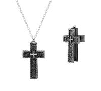 XFSRG Collier Croix 3D avec Compartiment Secret Gothique Chaîne Chrétienne Acier Inoxydable Bijoux Mode pour Toutes Occasions