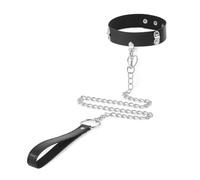 XFSRG Collier de Servitude avec O-Ring Collier Bondage Réglable en Similicuir avec Chaîne Élégante Laisse Fetish SM pour Couples et Femmes (B)