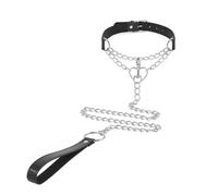 XFSRG Collier de Servitude avec O-Ring Collier Bondage Réglable en Similicuir avec Chaîne Élégante Laisse Fetish SM pour Couples et Femmes (A)