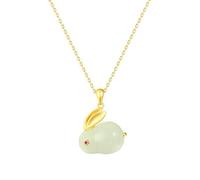 XFSRG Collier En Or Avec Pendentif En Jade En Forme De Lapin Pour Femme Élégant Et Raffiné Idéal Pour Toutes Les Occasions